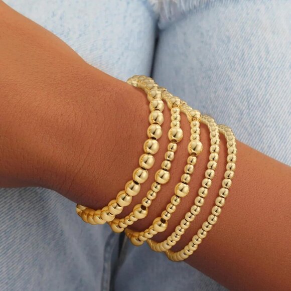 Gold Bracelets Set Women 14K Gold Plated Stackable Dainty Chain Jewelry - Picture 3 of 7